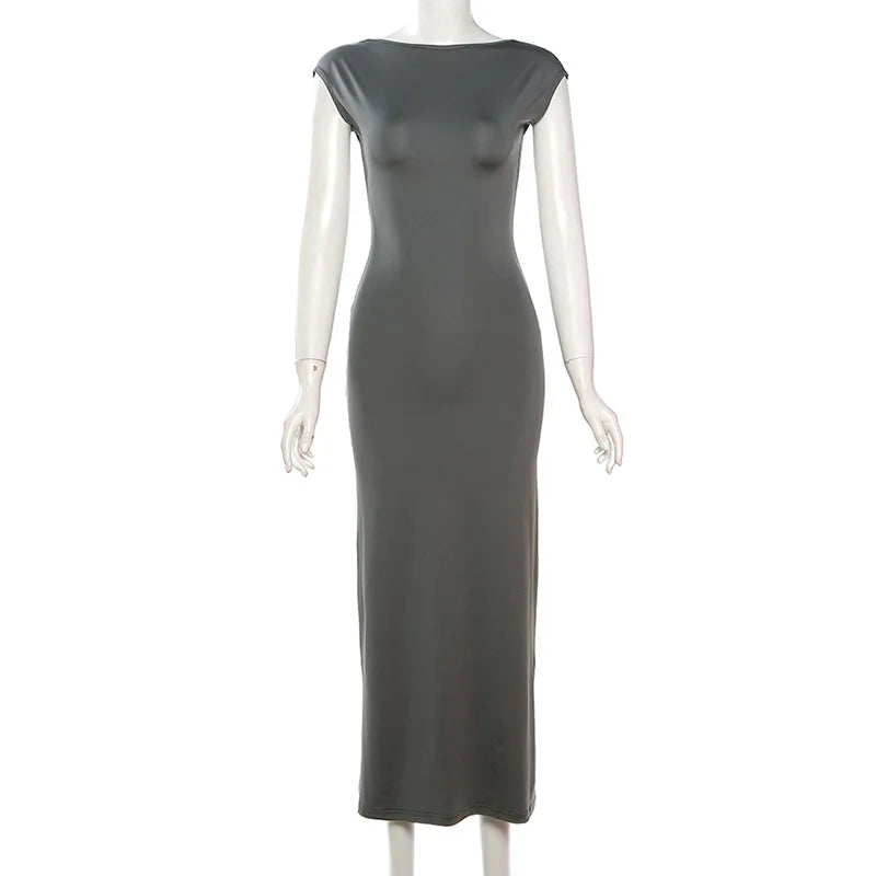 Short Sleeve Backless Dress