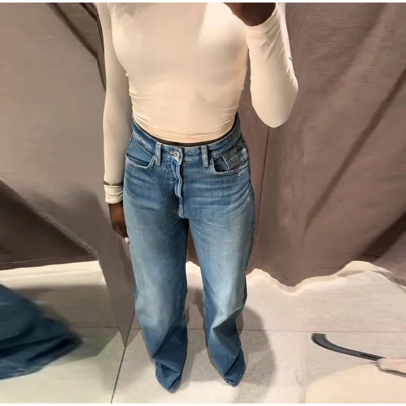 Leather Patchwork Denim Trousers