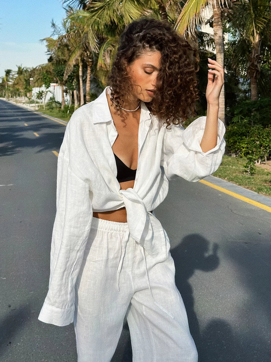 Casual Cotton Button Down Set