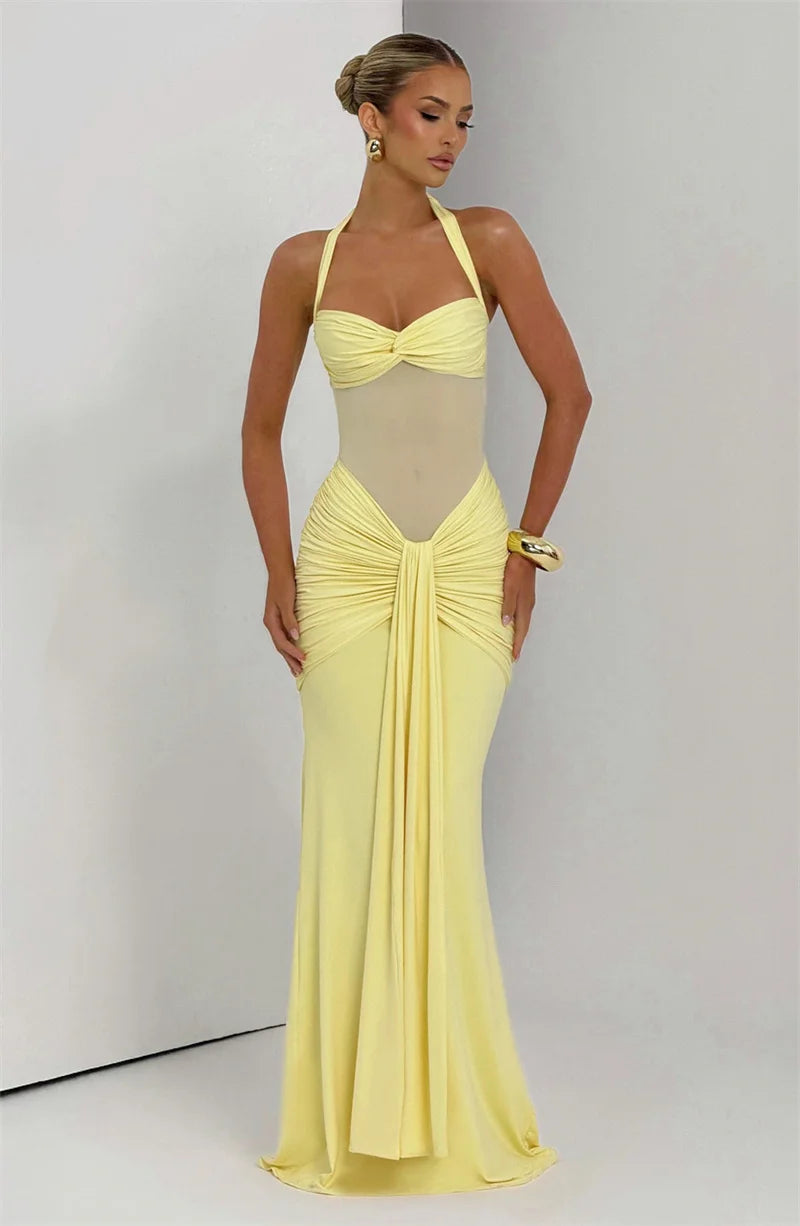 Mesh Waist Maxi Dress