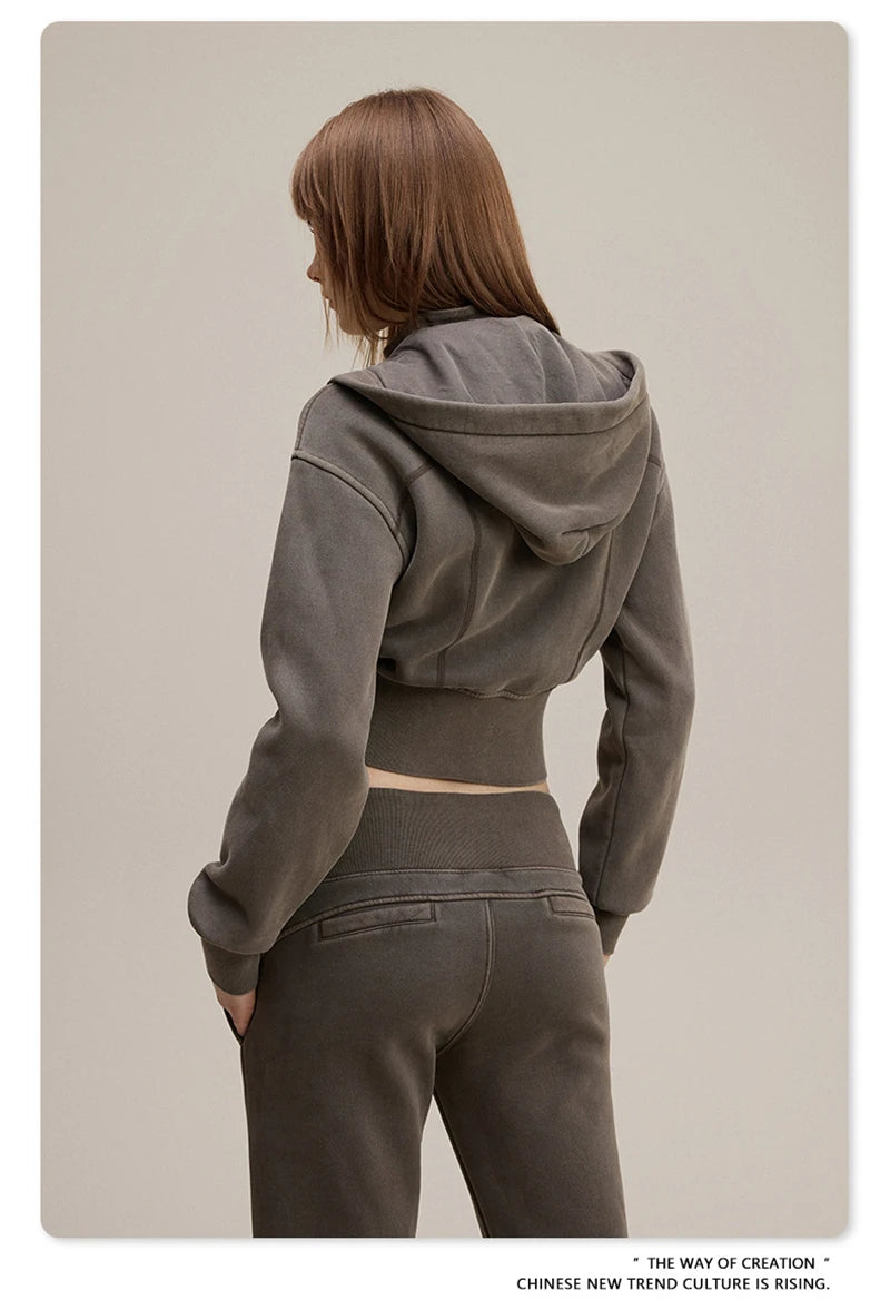 Batik Washed Crop Hoodie