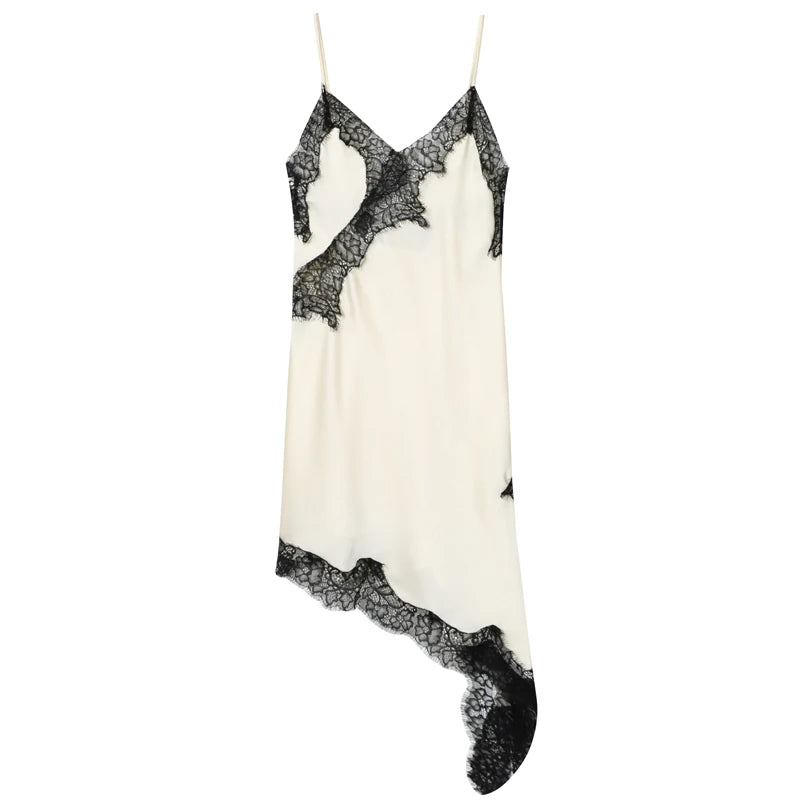 Lace Asymmetric Slip Dress