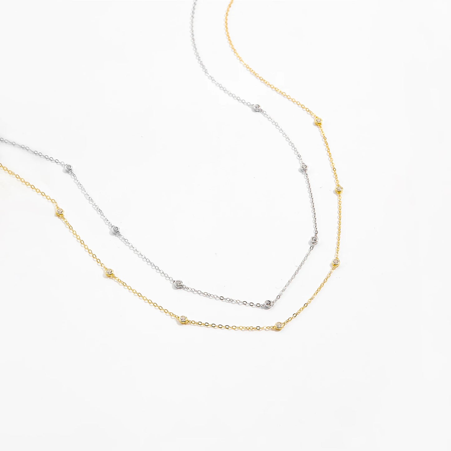 ANDYWEN Sterling Silver Round CZ Charm Choker