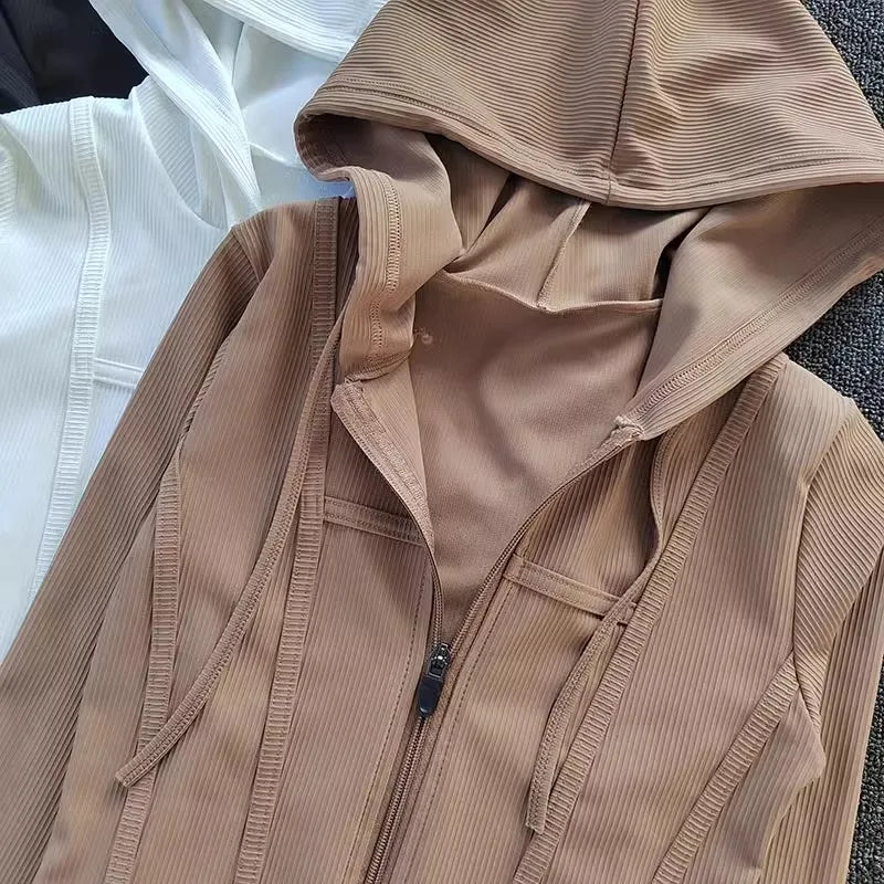 Fitted Ribbed Crop Zip