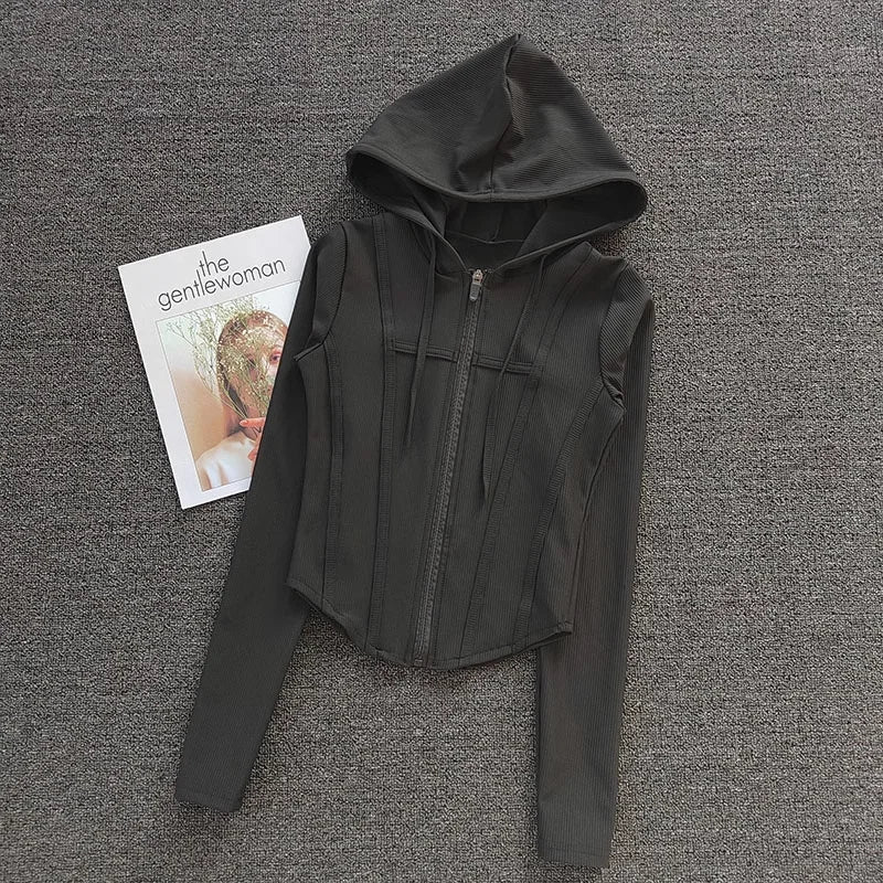 Fitted Ribbed Crop Zip