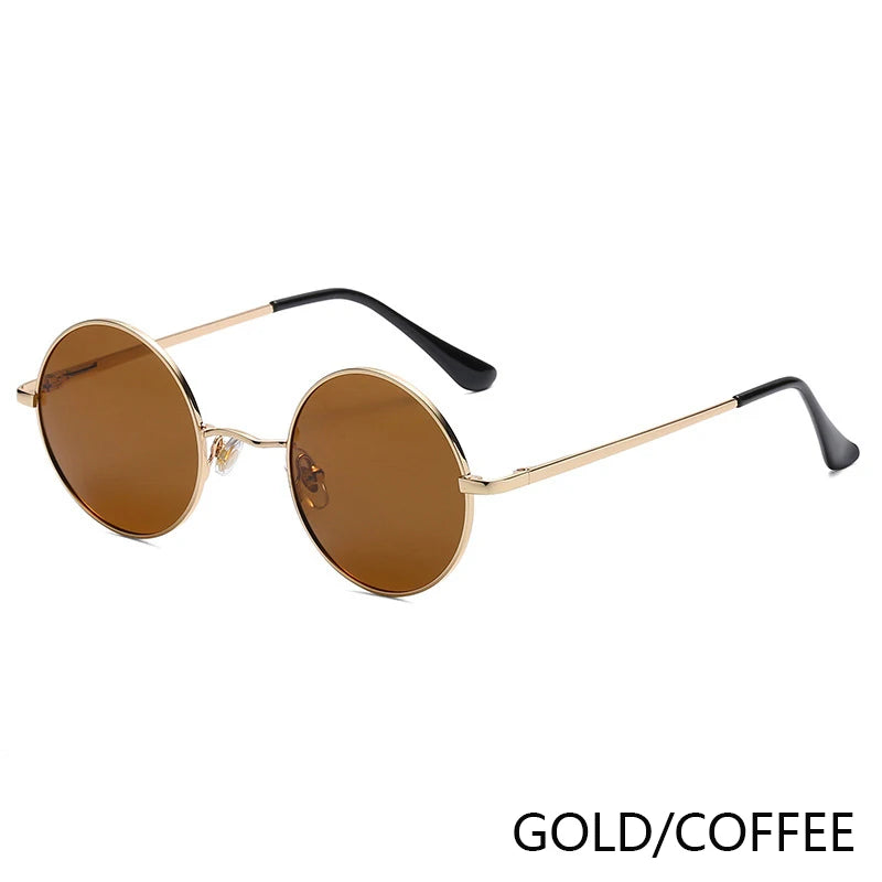 Retro Polarized Round Metal Frame Sunglasses