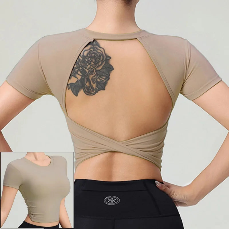Breathable Backless Sports Crop
