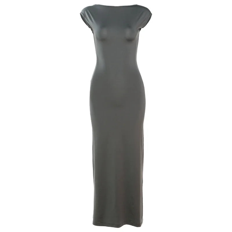 Short Sleeve Backless Dress