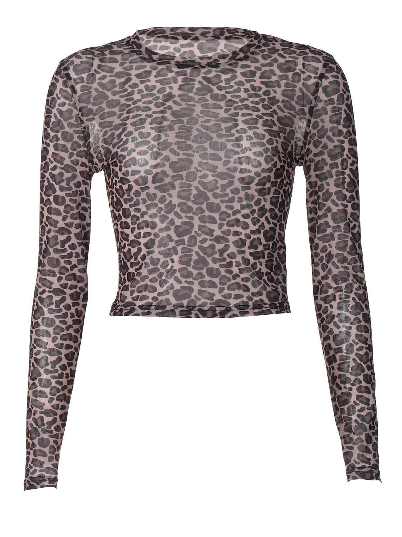 Leopard Bodycon Long Sleeve Crop