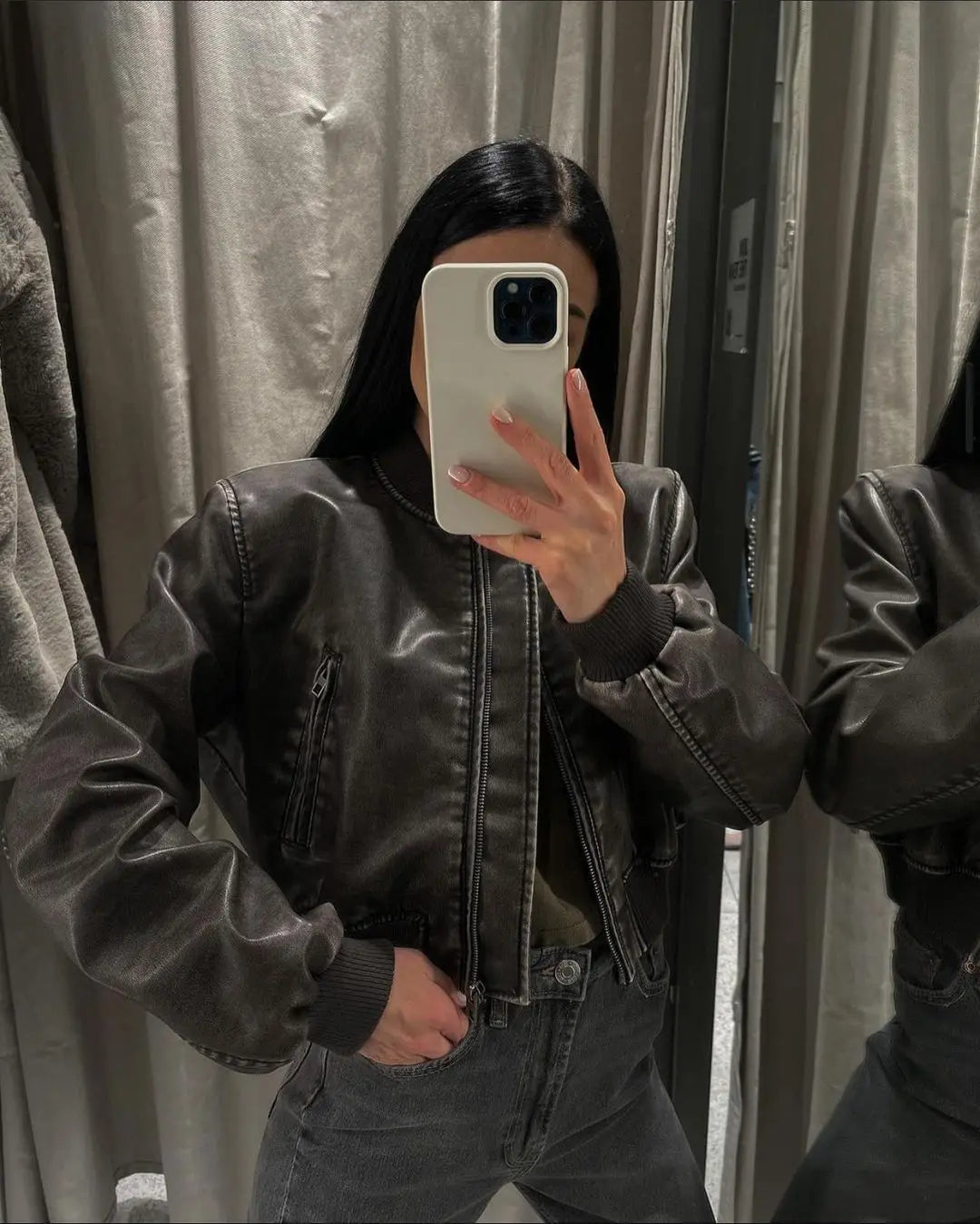 Vintage Washed Leather Bomber