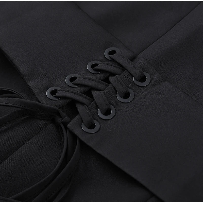 Lapel Waist Cinching Suit Dress