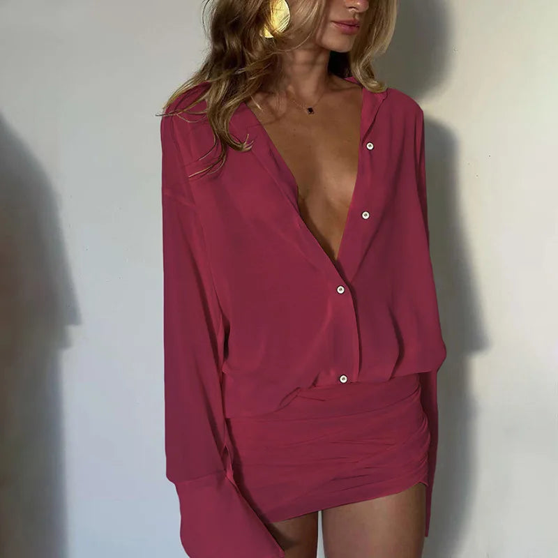 See Through Shirt Mini Dress