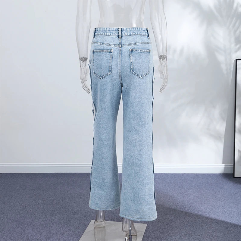 Hollow-out Denim Pants