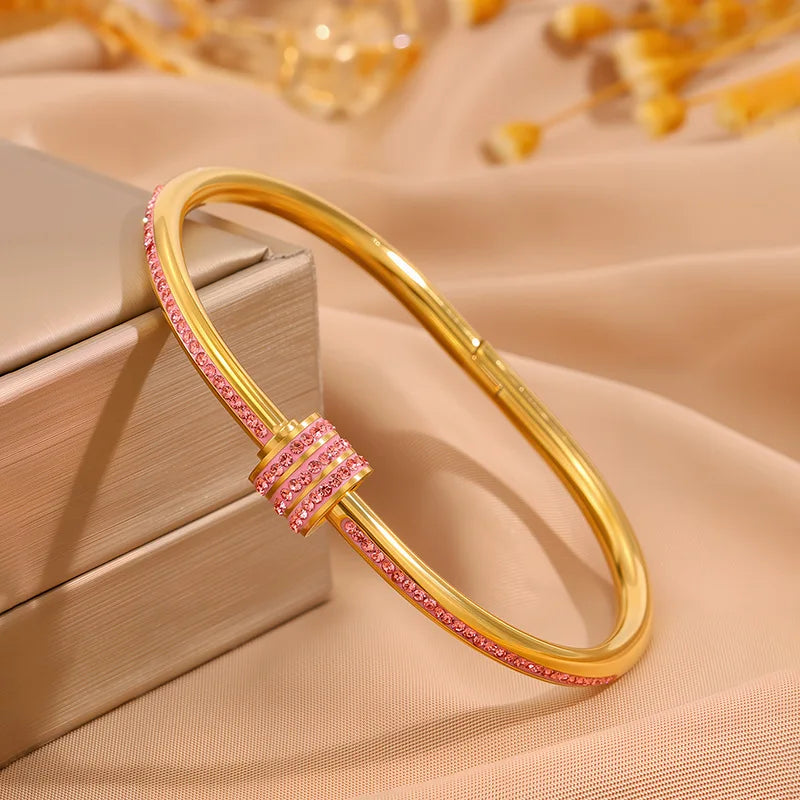 Sparkling Zirconia Stainless Steel Bracelets