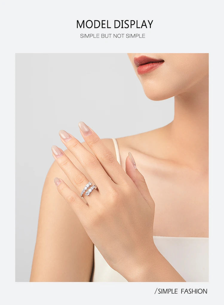 Ailmay Sterling Silver CZ Adjustable Stackable Ring
