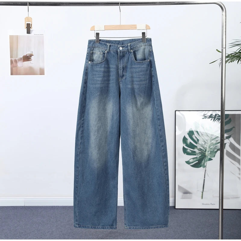 Leather Patchwork Denim Trousers
