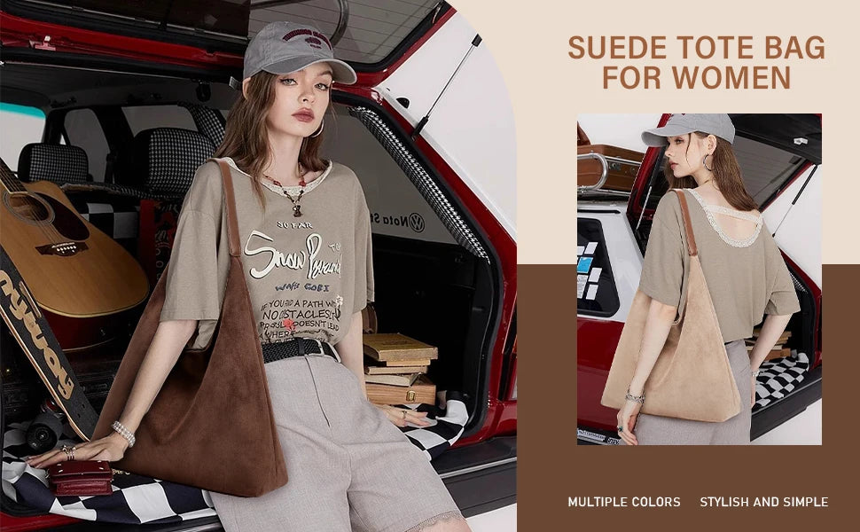 Vintage Suede Tote Bag