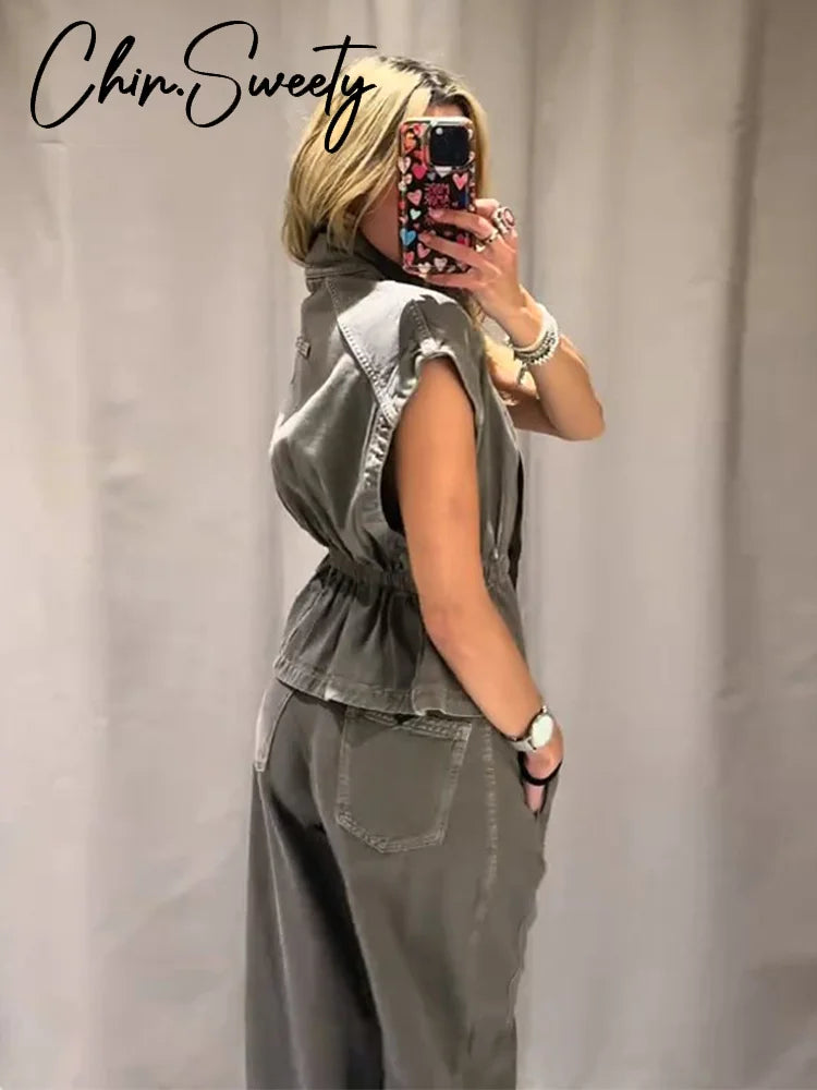 Denim Pant Set