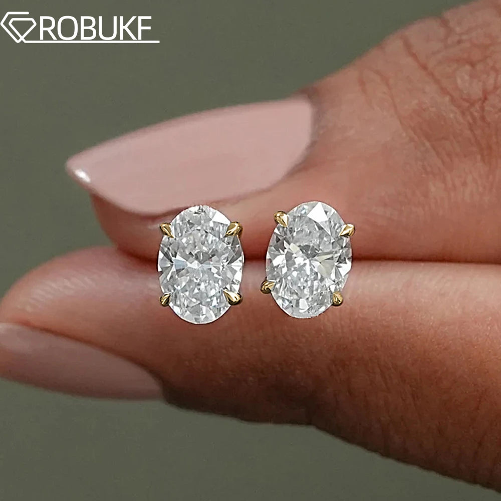 0.5-5ct Oval Cut Moissanite Stud Earrings