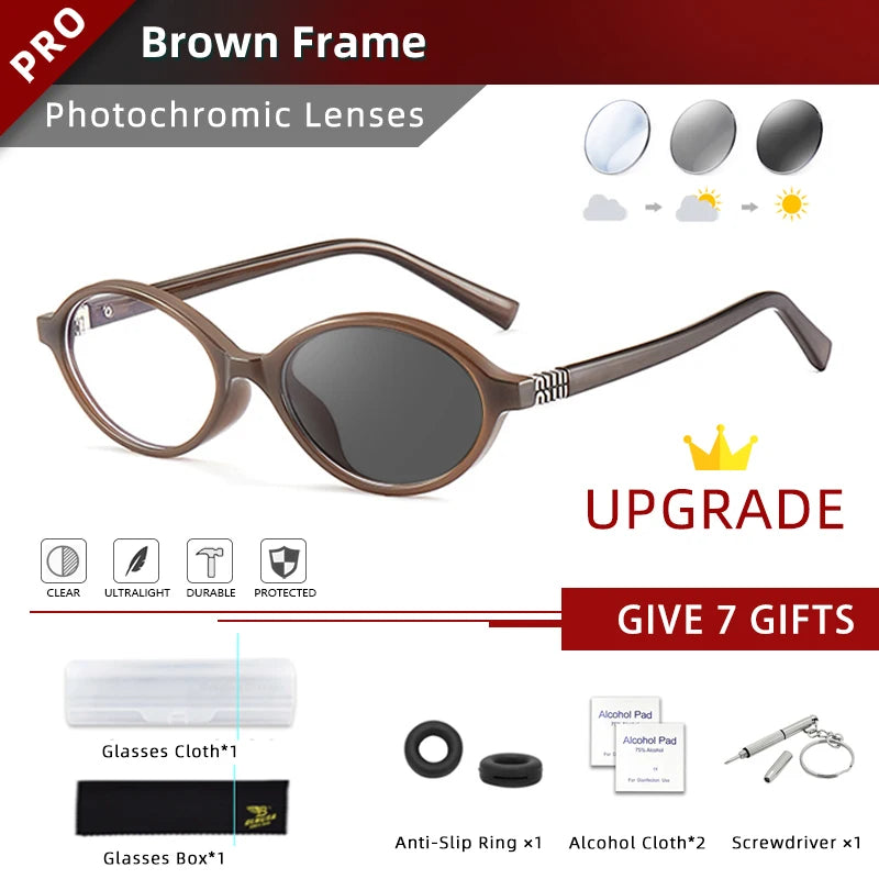 Retro Anti Blue Ray Photochromic Myopia Glasses