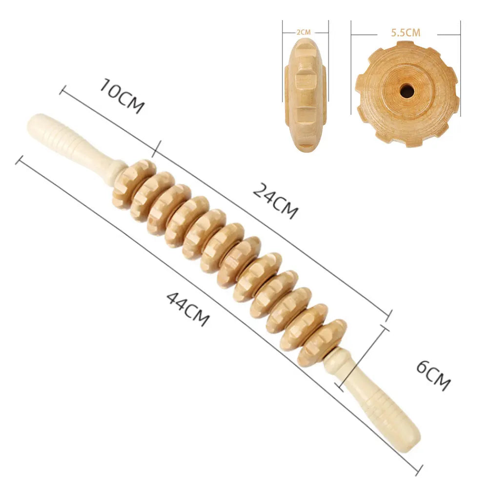 Natural Curved Wooden Massage Roller for Waist and Thigh