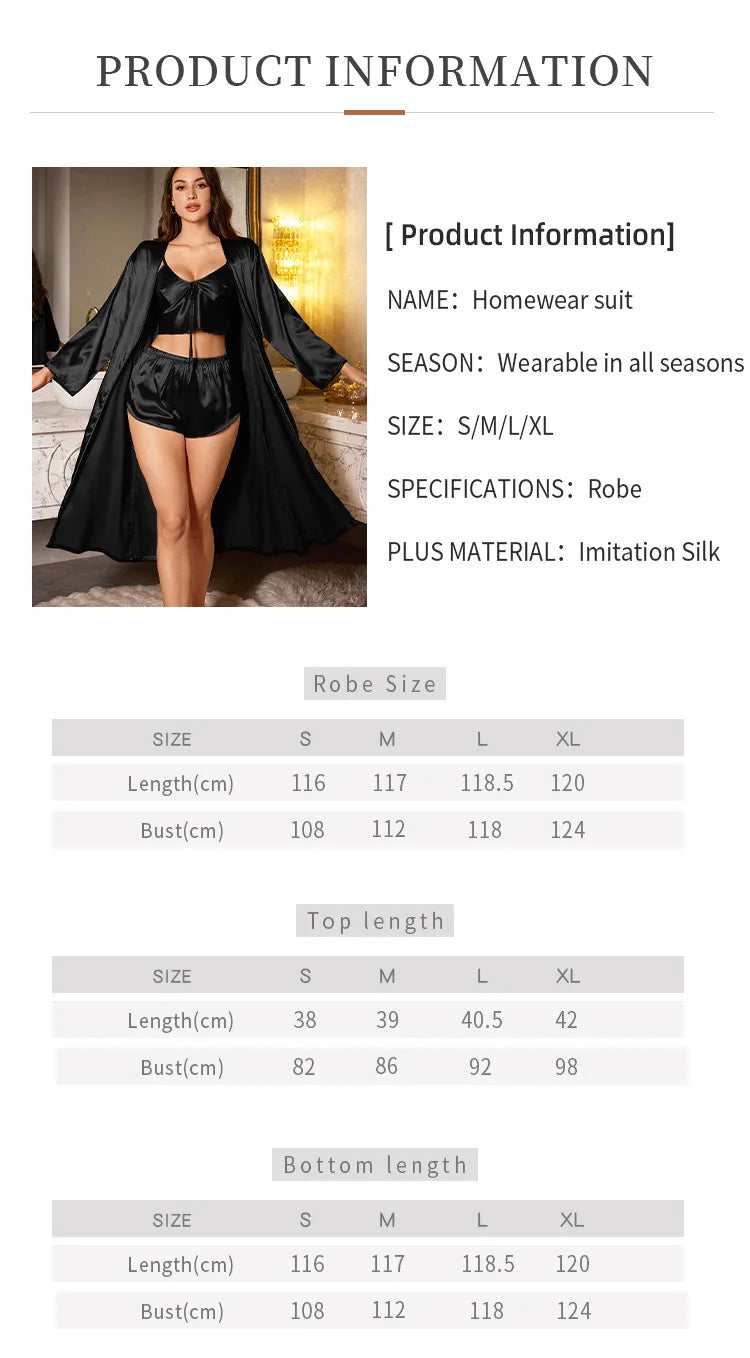 3PCS Satin Robe Set
