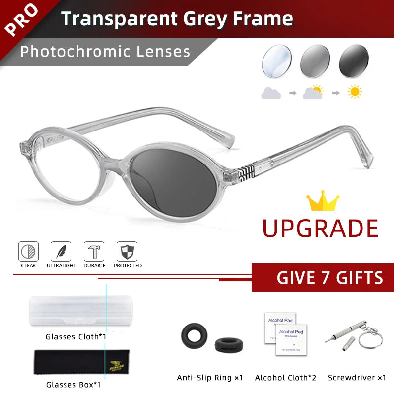 Retro Anti Blue Ray Photochromic Myopia Glasses