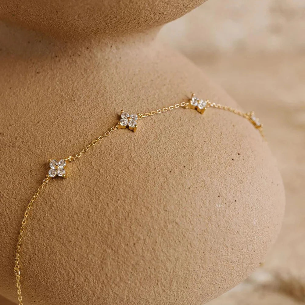 18K Gold Plated Stainless Steel Four Leaf Knecklace