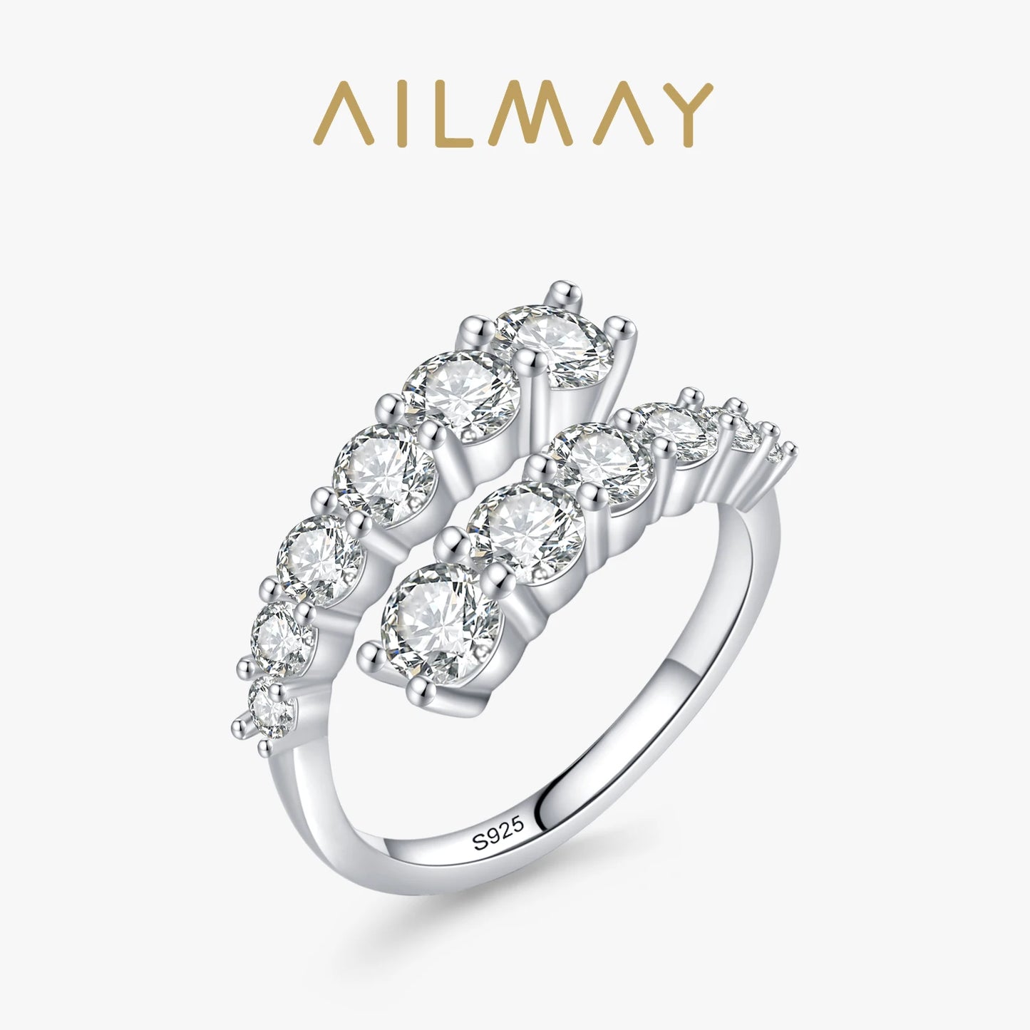 Ailmay Sterling Silver CZ Adjustable Stackable Ring
