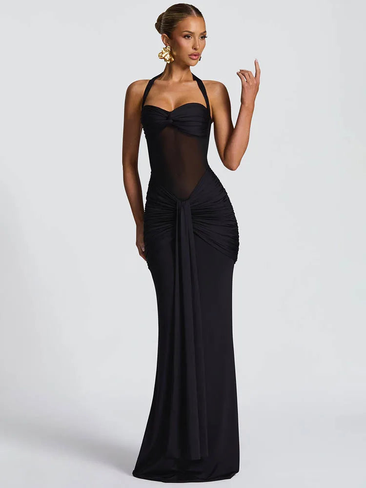 Mesh Waist Maxi Dress