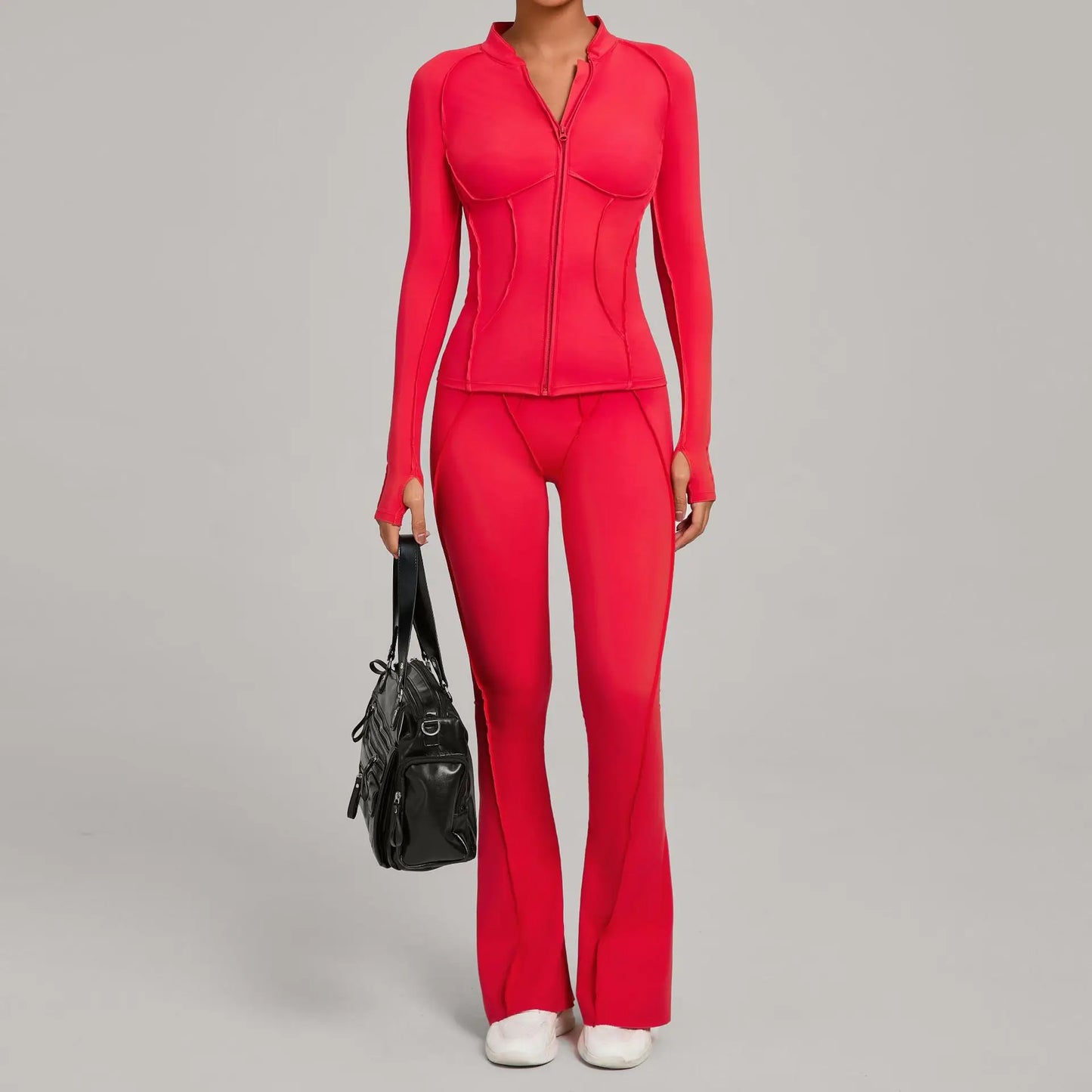 Zip up Flared Leggings Yoga Set
