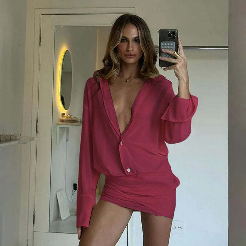 See Through Shirt Mini Dress
