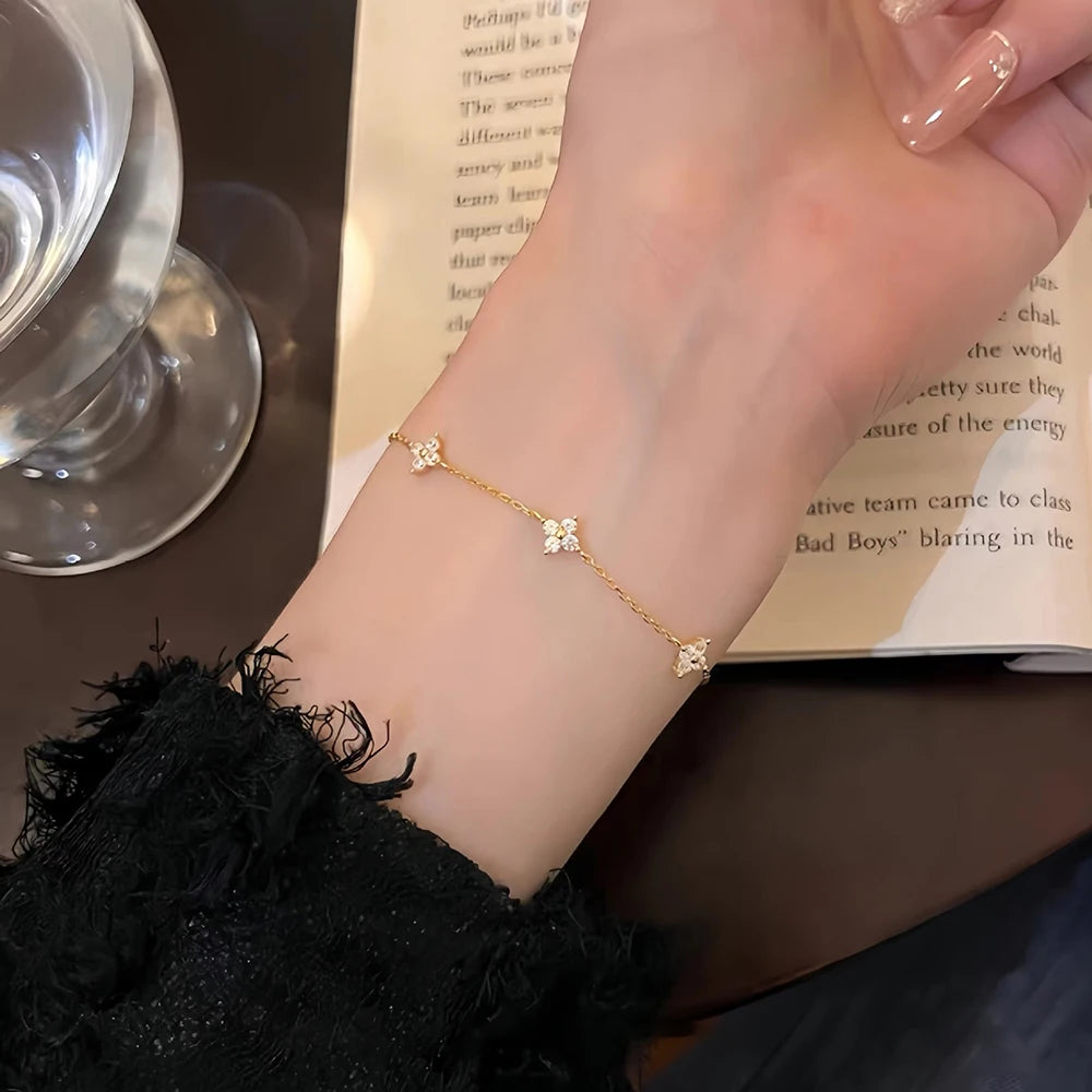 18K Gold Plated Stainless Steel Four Leaf Knecklace