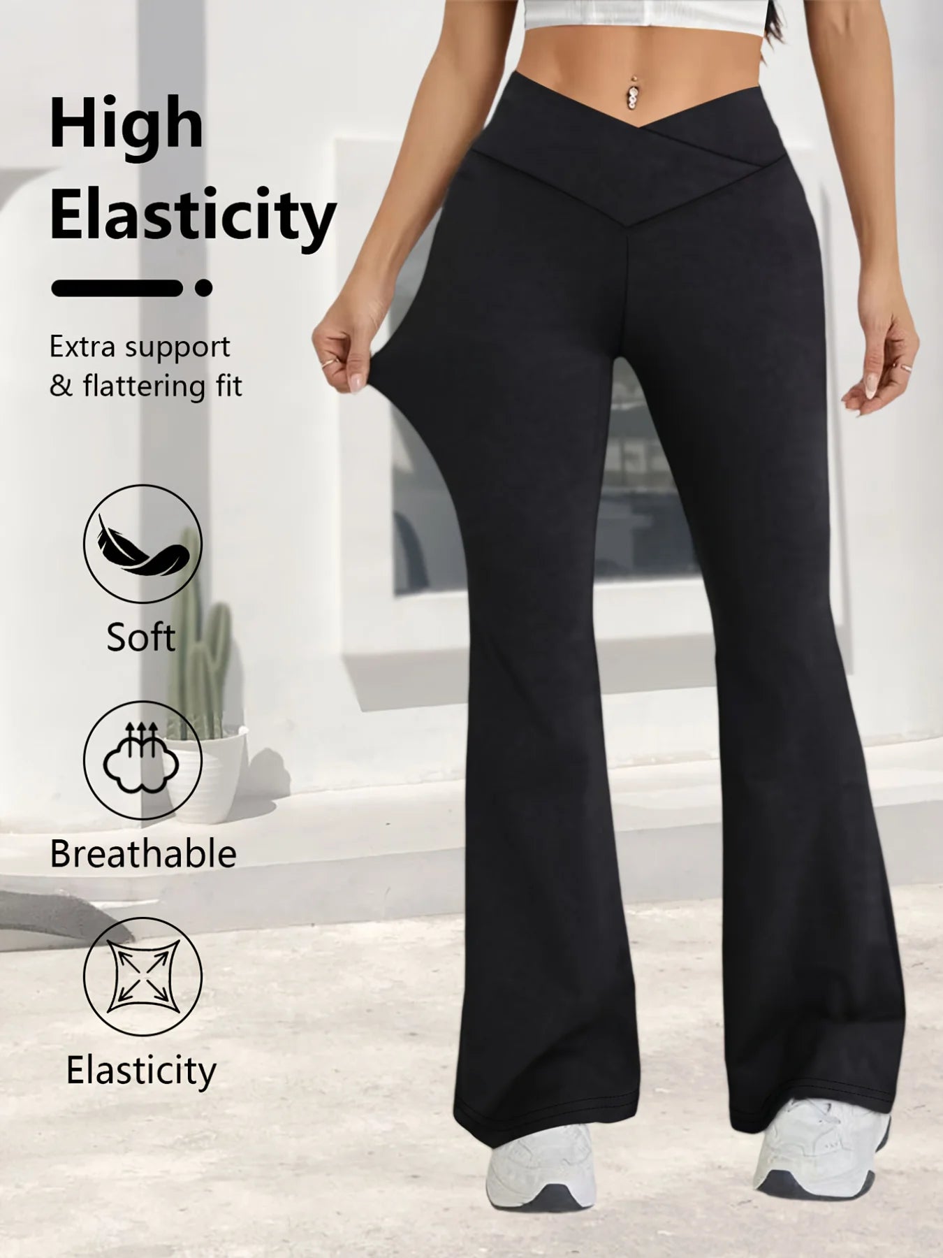 V Waist Bellbottom leggings