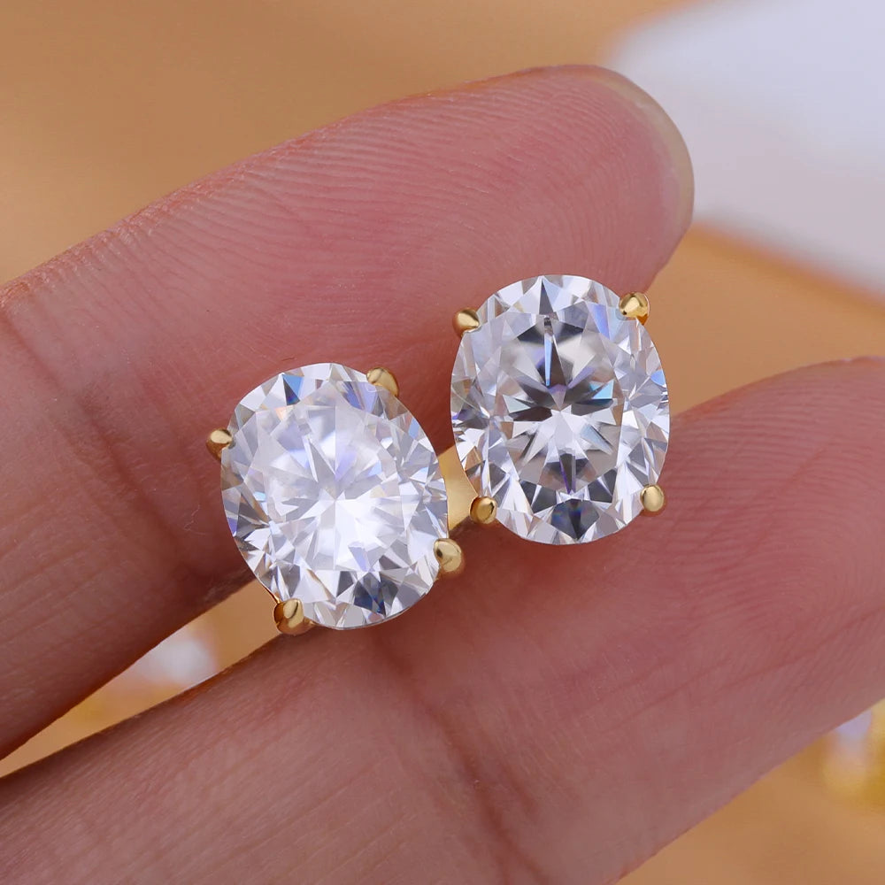 0.5-5ct Oval Cut Moissanite Stud Earrings