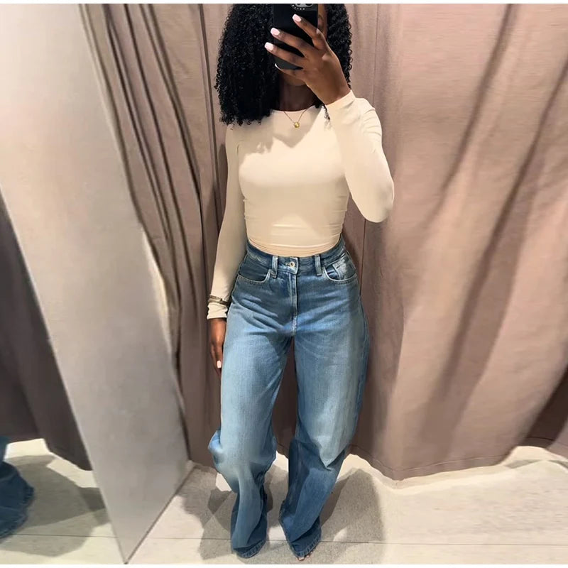Leather Patchwork Denim Trousers