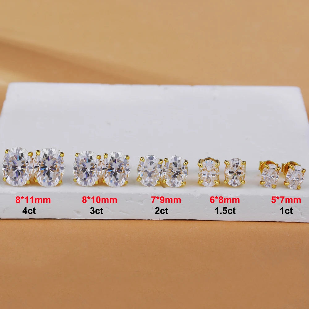 0.5-5ct Oval Cut Moissanite Stud Earrings