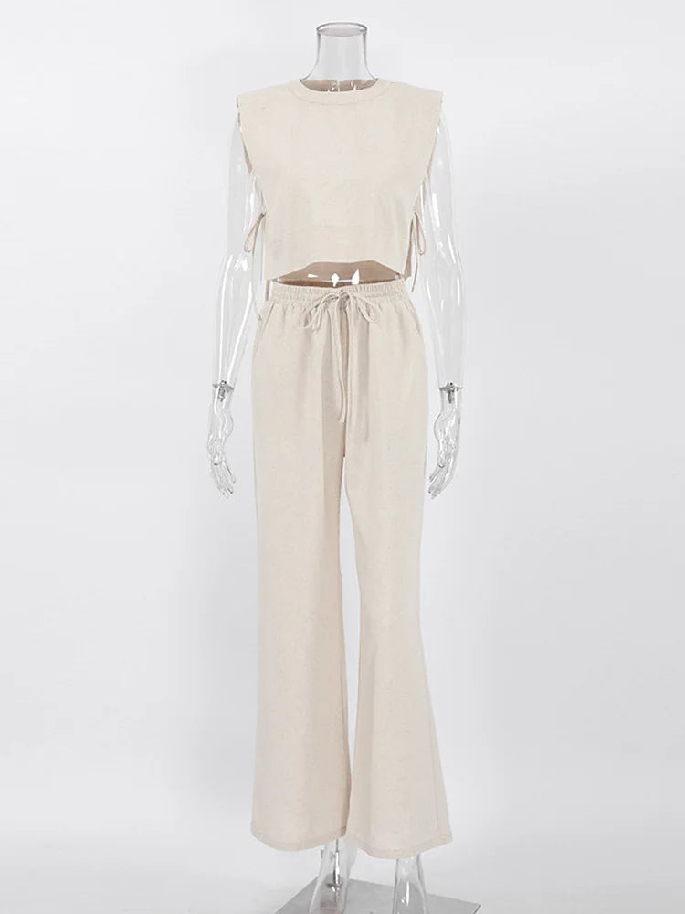 Linen Crop & Pants Set