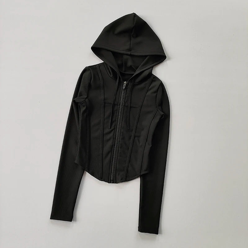 Fitted Ribbed Crop Zip