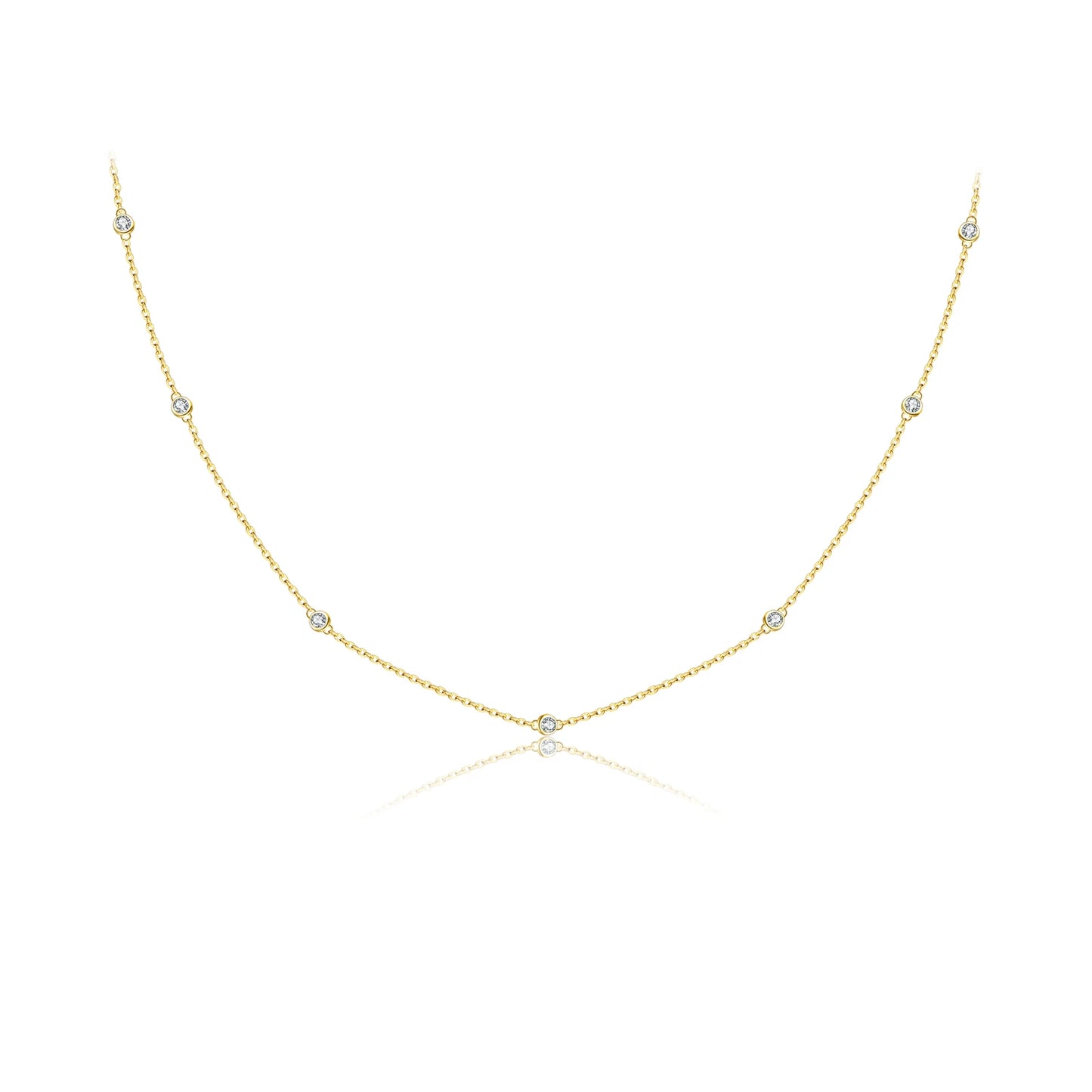 ANDYWEN Sterling Silver Round CZ Charm Choker