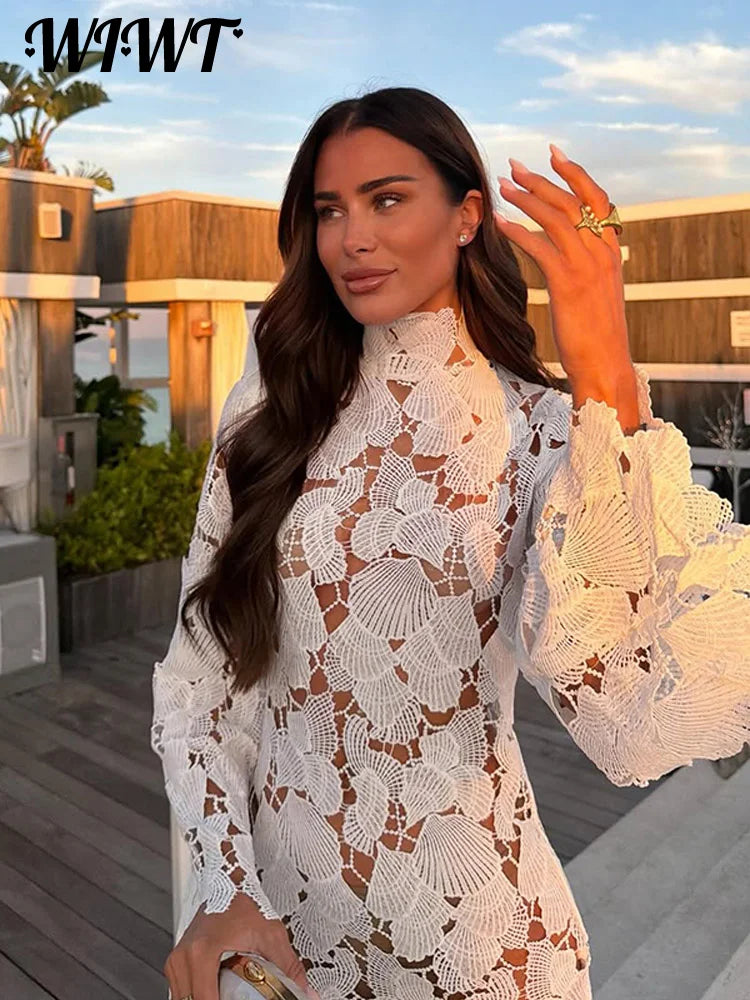 Crochet Hollow-out Mini Dress