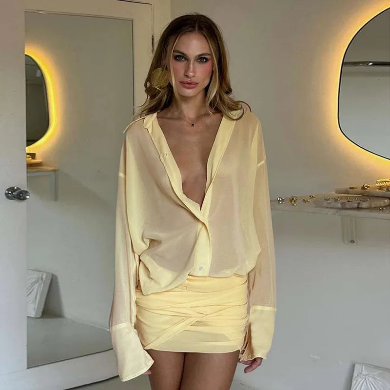 See Through Shirt Mini Dress