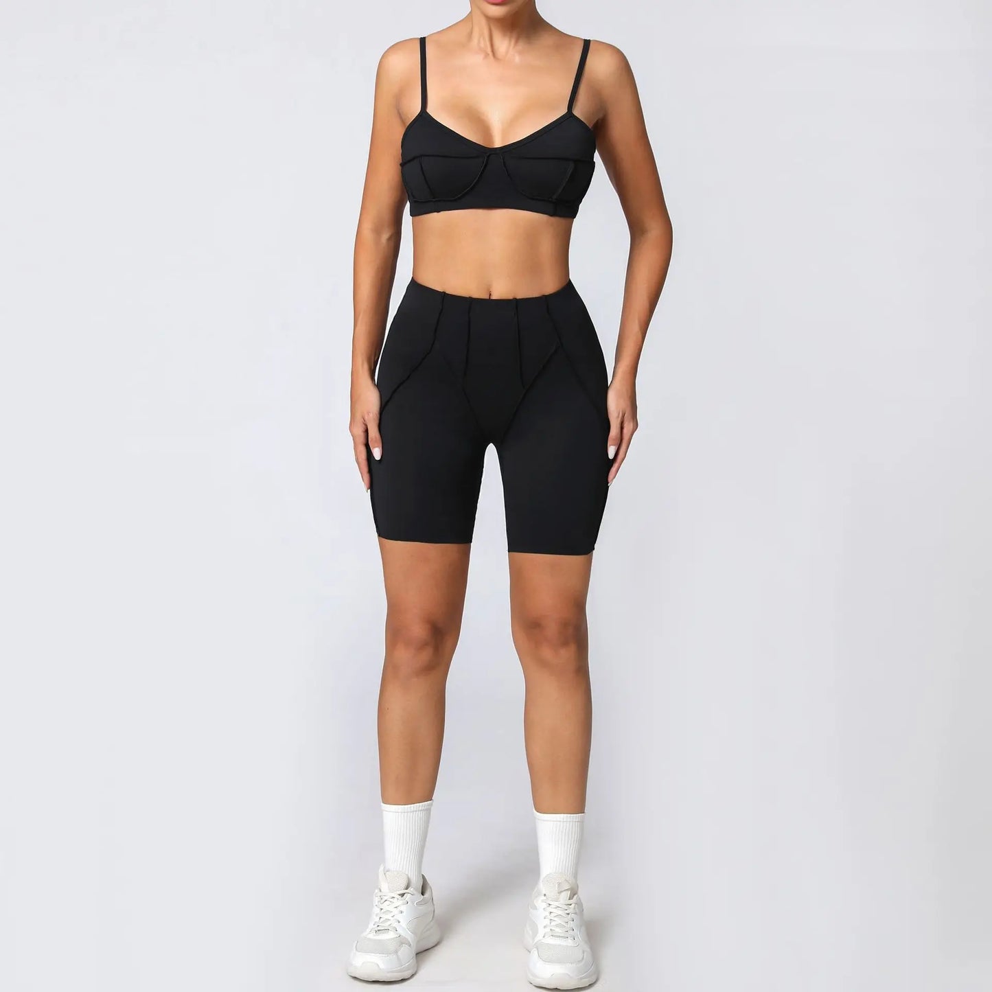Sports Bra Biker Shorts Yoga Set