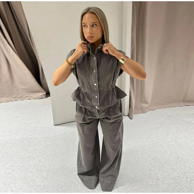 Denim Pant Set